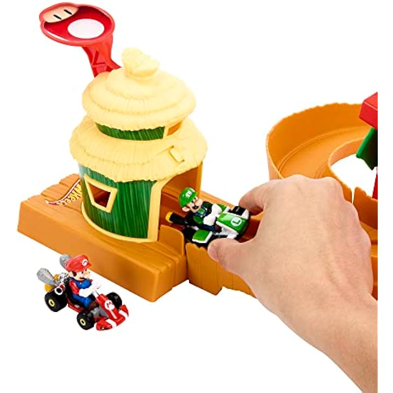 Hot Wheels the Super Mario Bros. Movie Track Set, Jungle Kingdom Raceway Playset with Mario Die-Cast Toy Car Inspired by the Film