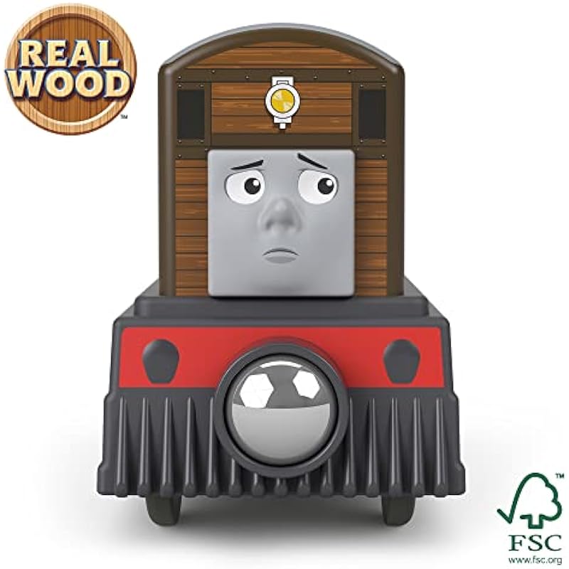 Fisher-Price Thomas & Friends Wooden Railway, Toby Engine, push-along toy train made from sustainably sourced wood for toddlers and preschool kids