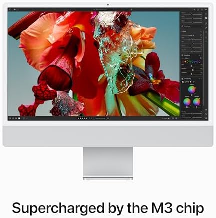 Apple 2023 iMac All-in-One Desktop Computer with M3 chip: 8-core CPU, 10-core GPU, 24-inch 4.5K Retina Display, 8GB Unified Memory, 256GB SSD Storage. Works with iPhone/iPad; Silver; English