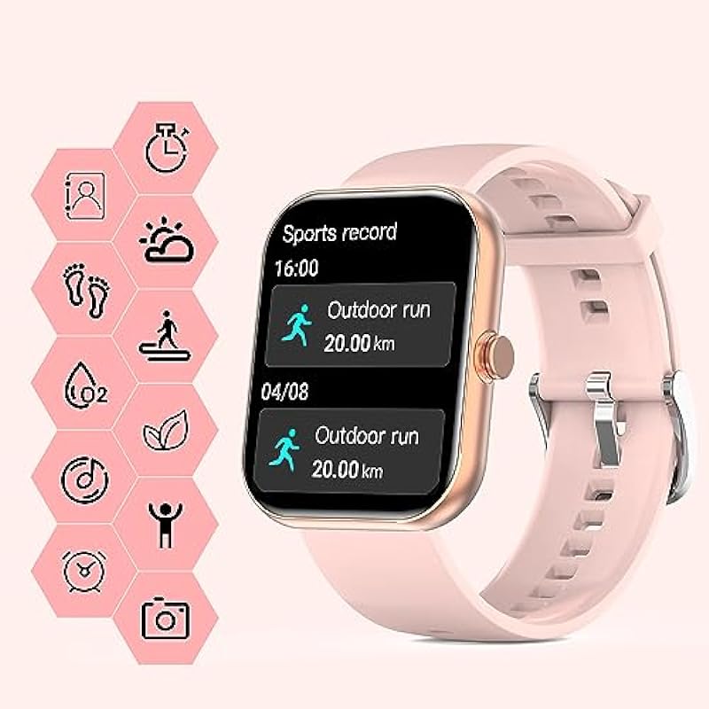 Smart Watch for Women Men with Bluetooth Call, Heart Rate Sleep Monitor, 1.91” DIY Dial Touch Screen Fitness Watch, 100+ Sports Modes, IP68 Waterproof Smartwatch Step Watch for Android iOS New(Pink)