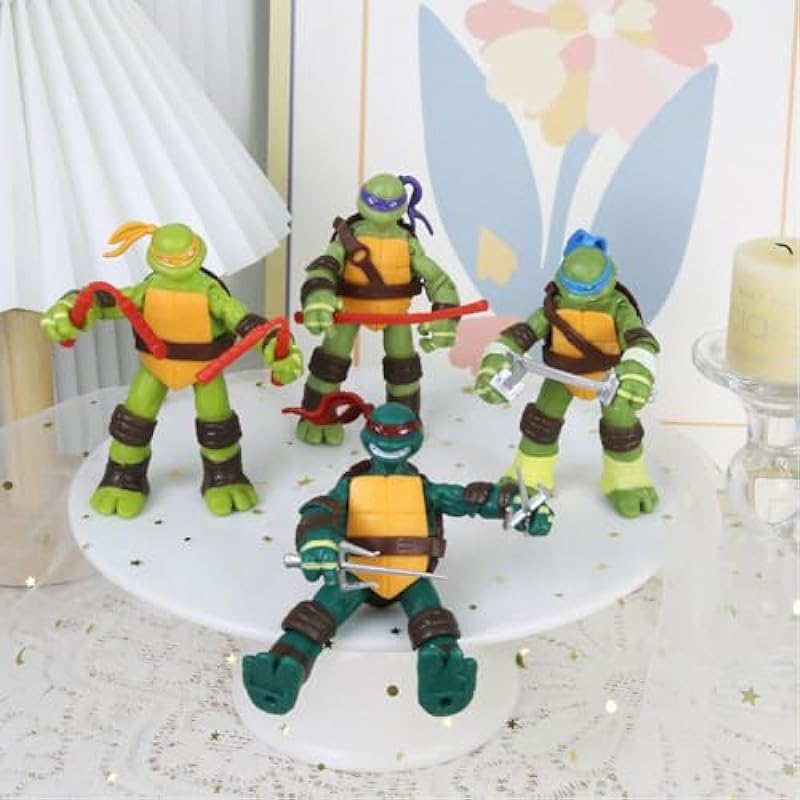 ZKTSRY Anime Ninja Action Turtles Figures Toy 4pcs Set, Cartoons Birthday Cake Decoration, Action Figures Theme Party Supplies