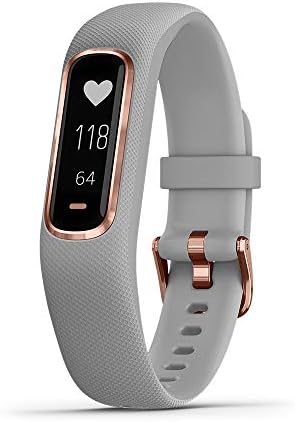 Garmin vívosmart 4, Activity and Fitness Tracker with Pulse Ox and Heart Rate Monitor, Rose Gold with Gray Band – 0.75 inches (010-01995-12), Small/Medium