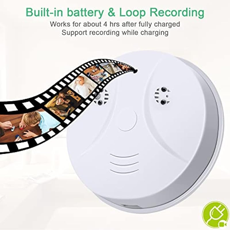 Hidden Camera Smoke Detector Spy Cameras HD 1080P WiFi Wireless Indoor Security Camera Mini Nanny Cam with Phone App and Motion Detection for Home and Office Security, No Audio Recording Function