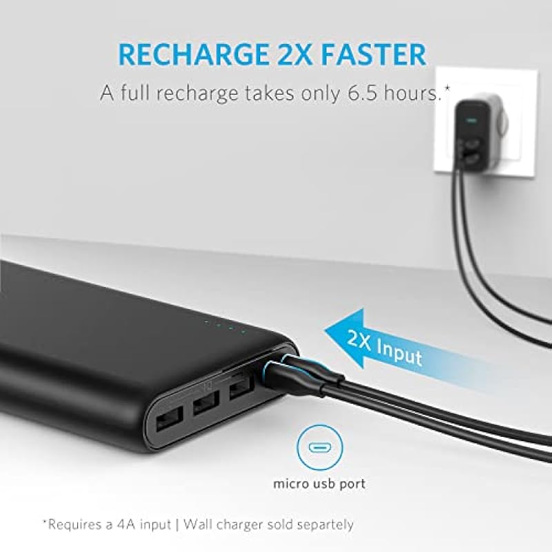 Anker Power Bank, 26,800 mAh External Battery with Dual Input Port and Double-Speed Recharging, 3 USB Ports for iPhone 15/15 Plus/15 Pro/15 Pro Max, iPad, Samsung, Android and Other Devices