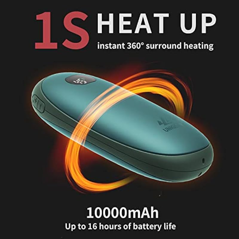 Unigear Electric Hand Warmers Rechargeable, 10000mAh Portable USB Hand Warmer & Power Bank with 21 Heating Levels and Quick Charge, 1 Second Fast Heat up, Great for Raynauds, Outdoor Sports, Camping
