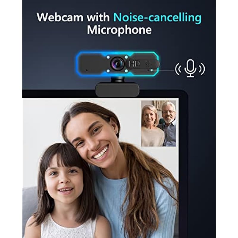 1080P 60FPS Streaming Webcam, Streaming Camera with Microphone and Fill Light,Autofocus,Work with Zoom/YouTube/Winsdows/Mac OS/Laptop/Mac/PC
