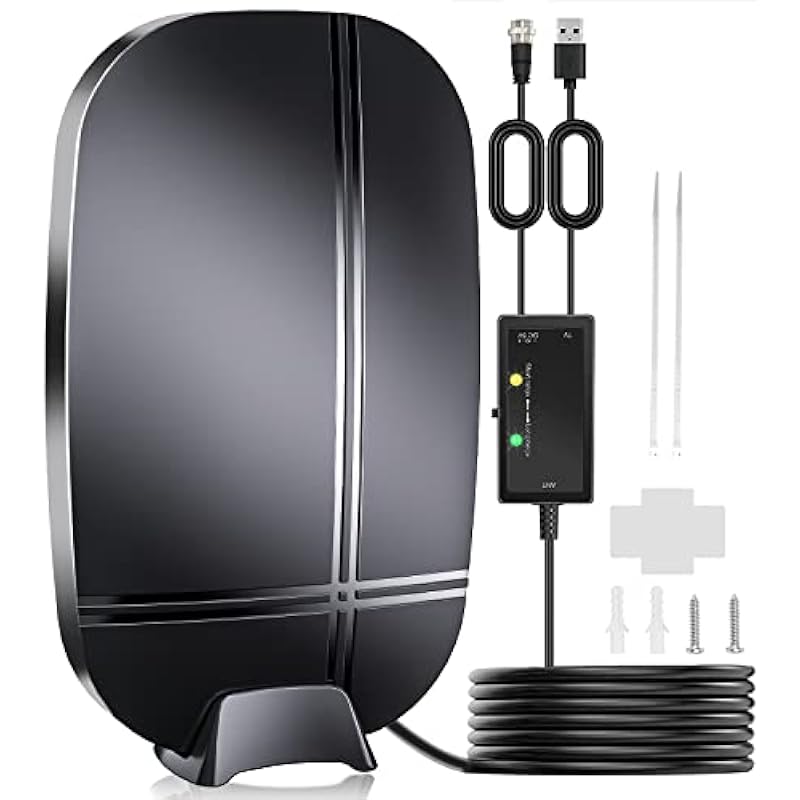 2023 Updated HD Digital TV Antenna Indoor Amplified 500+ Miles, HD Indoor Outdoor Antenna for TV Support 4K 1080p HDTV & All Older TV’s 360¡ã Reception, Signal Booster/35FT Coaxial Cable