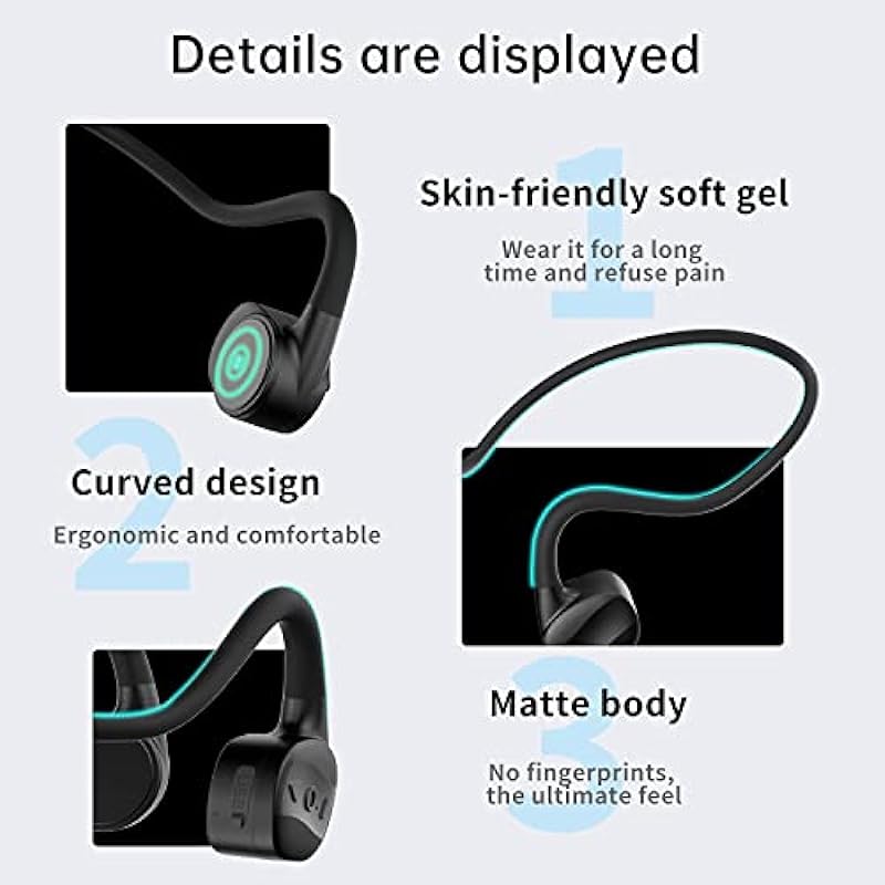 Bone Conduction Headphones, RALYIN MP3 Player Bluetooth Headphones, IPX7 Waterproof Headphones Built in 8G Memory/Mic, Open Ear Earphones Wireless Bluetooth Headset for Sports Running Driving Fitness