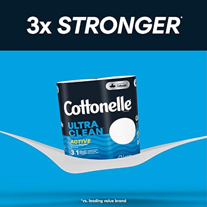 Cottonelle Ultra Clean Toilet Paper with Active Cleaningripples Texture, Strong Bath Tissue, 24 Family Mega Rolls (24 Family Mega Rolls = 132 Regular Rolls) (4 Packs of 6), 388 Sheets per Roll.