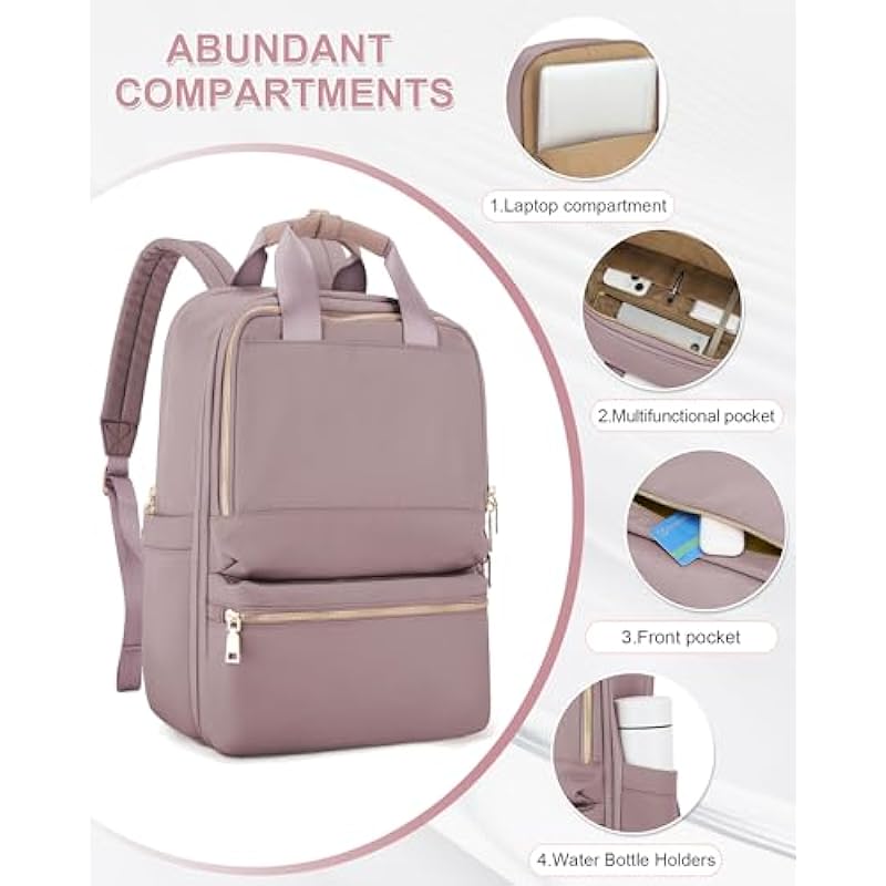 Cabin Bags for Travel, Carry on Travel Backpack for Women Airplane Approved Hand Luggage Backpack Water Resistant Personal Item Travel Bag Travel Essentials Work Laptop Backpack Pink Purple