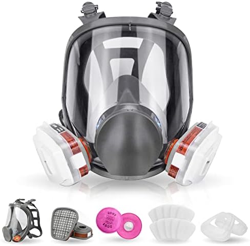 Reusable Respirаtor full Face Cover, Gas Cover Organic Vapor Mask and Anti-fog,Full Face Cover, for Painting, mechanical polishing, logging, welding, Against Dust, Polishing,Staining,Sanding &Cutting