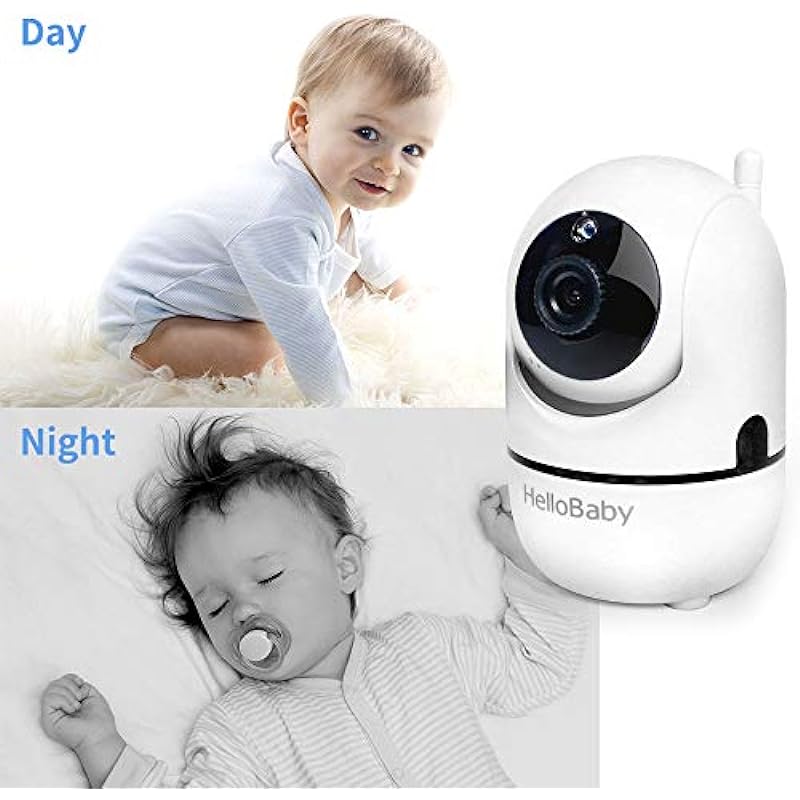 HelloBaby Baby Monitor, Video Baby Monitor with Camera Remote Pan-Tilt-Zoom, 3.2 inches Screen, Infrared Night Vision, Two Way Audio, Temperature Display, Smart VOX Mode