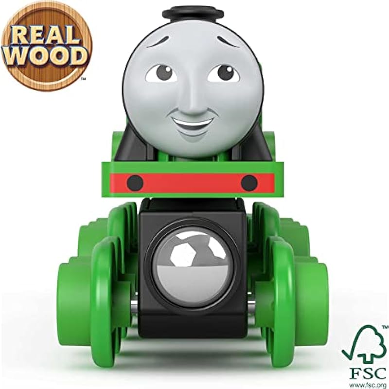 Fisher-Price Thomas & Friends Wooden Railway, Henry Engine and Coal Car, push-along train made from sustainably sourced wood for kids 2 years and up