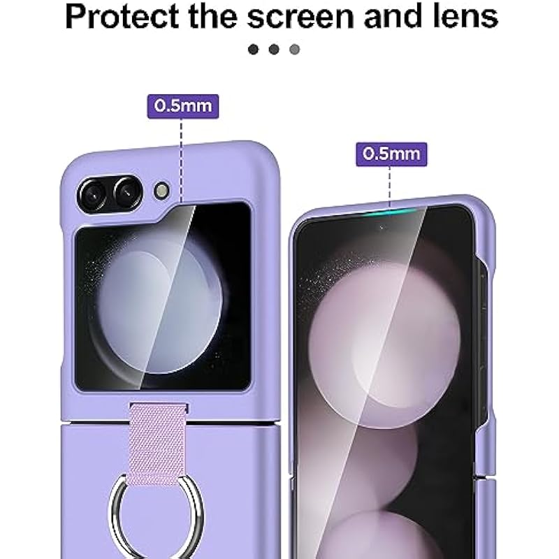 AICase for Samsung Galaxy Z Flip 5 Case with Ring, Protective Slim Thin Fit Women Girl Cute Phone Case for Samsung Galaxy Z Flip 5 5g, Purple