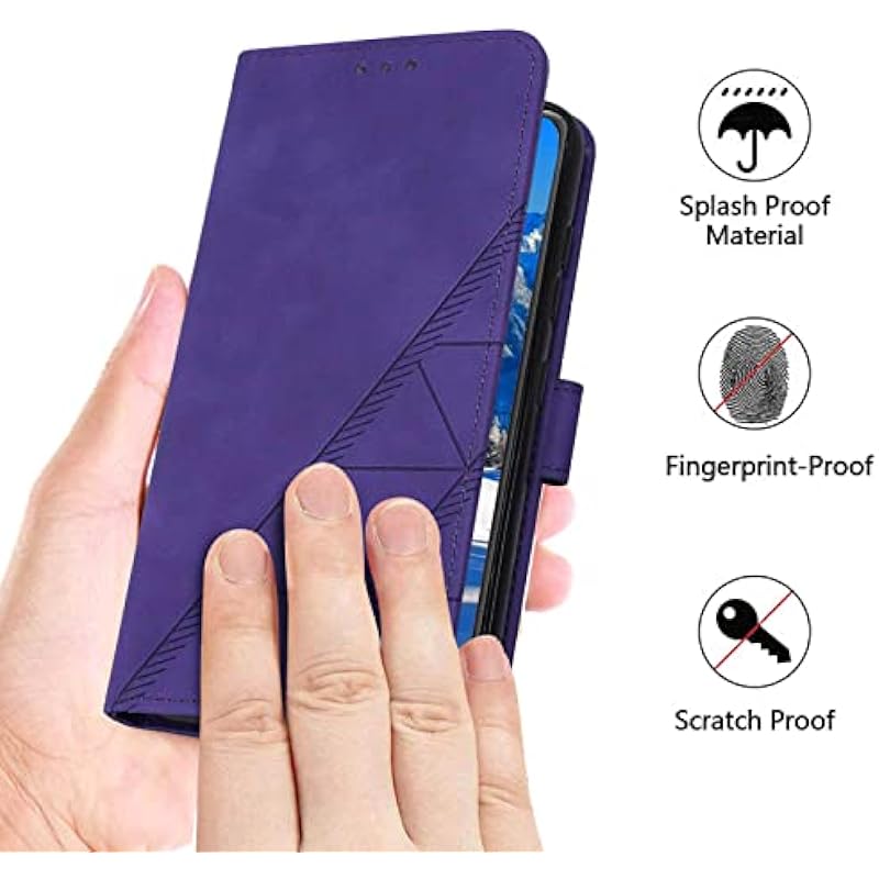 A14 5G Case Wallet,for Samsung A14 Case,[Kickstand][Wrist Strap][Card Holder Slots] TPU Interior Protective for Galaxy A14 5G Case,Leather Folio Flip Cover for Samsung Galaxy A14 5G (Purple)