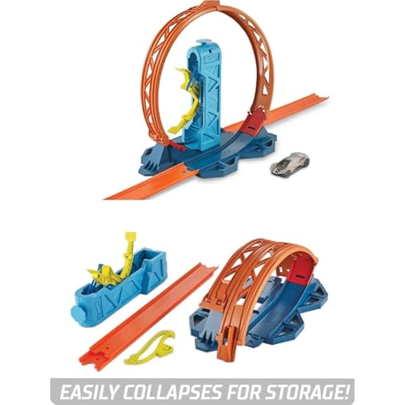 Hot Wheels Track Builder Unlimited Playset Loop Kicker Pack, 10 Track Component Parts & 1:64 Scale Toy Car