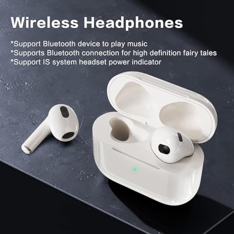 AirPods Wireless Earbuds, Air Pods Headphones Earbuds Headset with Touch Control, Noise Cancelling, Built-in Microphone with Charging case for iPhone/iOS/Android – White