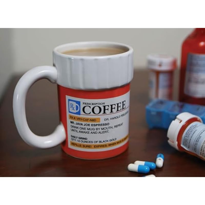 BigMouth Inc The Prescription Coffee Mug, Ceramic, Funny Gift for the Caffeine Lover