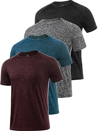 Ullnoy 3-4 Pack Men’s Dry Fit T Shirt Moisture Wicking Athletic Tees Exercise Short Sleeves Gym Workout Top