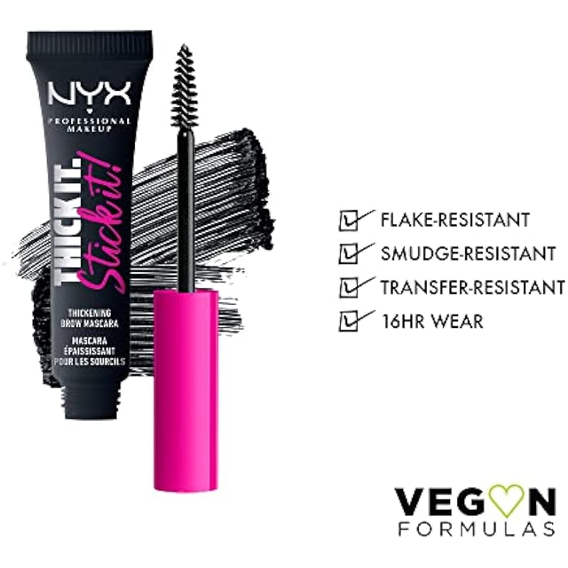 NYX PROFESSIONAL MAKEUP Thick it stick it, Brow mascara, longwear, Vegan Formula – 08 Black