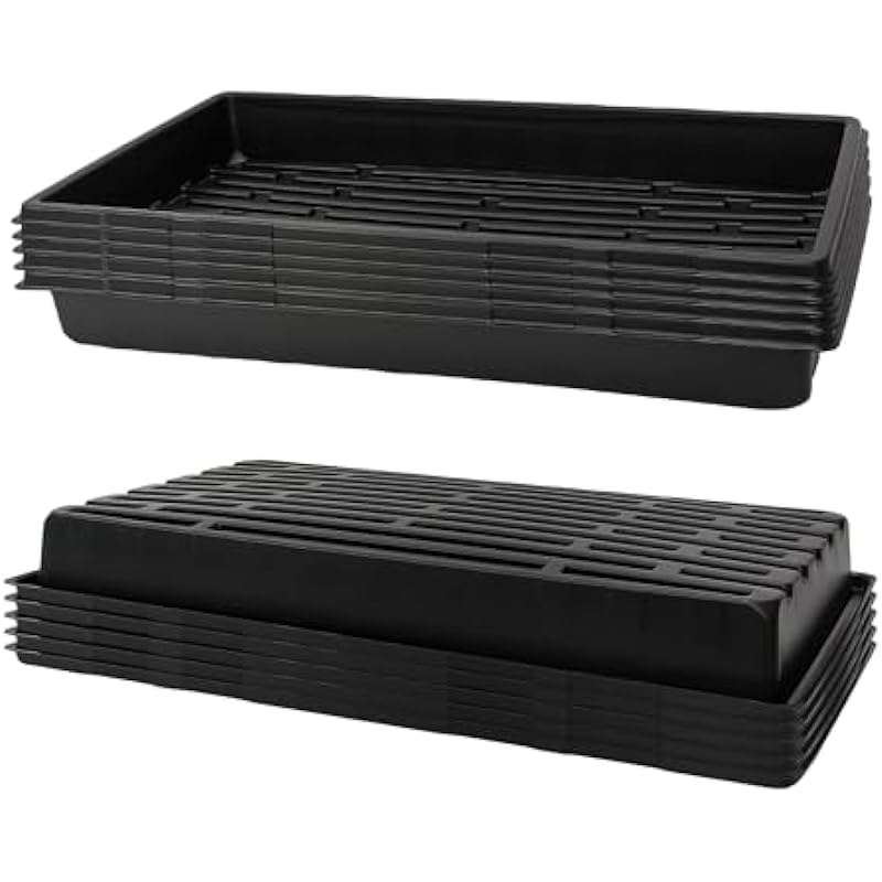 Grow-Green 1020 Trays Sturdy Farmer Self Seedling Nursery Tray Plastic Seeds Starter Trays 10 Pieces Standard Size 2.35inch Deep Without Holes (10-Pack Without Holes)