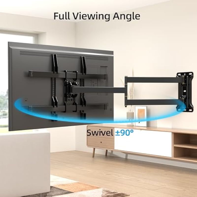 HCMOUNTING Long Arm Single Stud TV Wall Mount for 32-75 inch TVs, 30 inch Extension Articulating Arms, Swivel and Tilt TV Bracket, Holds up to 110 lbs, Max VESA 600x400mm