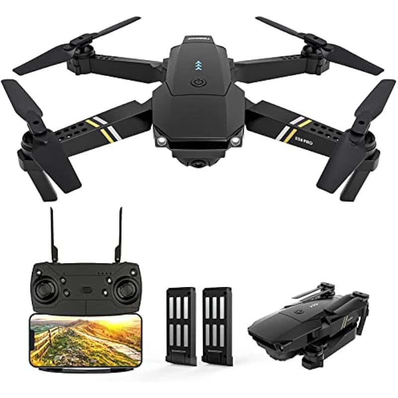 TEEROK E58 Pro Drones with 1080P Camera for Adults Kids, RC Quadcopter WiFi FPV Drone for Beginners, Gravity Sensor, App Control, One Key Start, Altitude Hold, 3D Flips, Toys Gifts for Girls/Boys, 2 Batteries