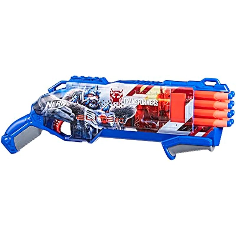 Nerf Transformers Optimus Primal Dart Blaster, 16 Nerf Elite Darts, Pump Action, Toy Foam Blasters for 8 Year Old Boys & Girls & Up