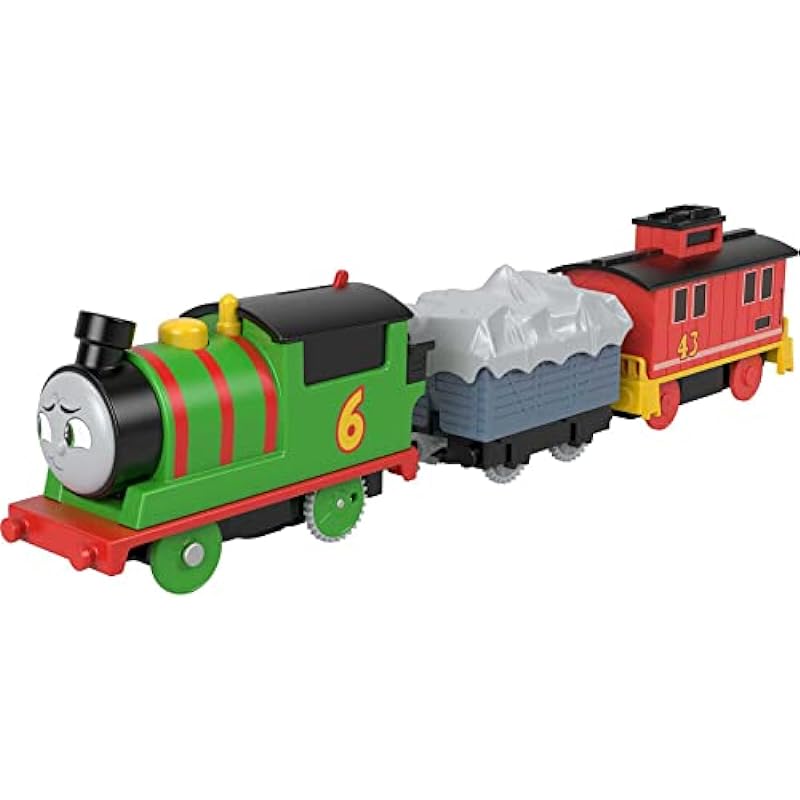 Thomas & Friends Percy & Brake Car Bruno Motorized Battery-Powered Toy Train Set for Preschool Kids Ages 3 Years and up