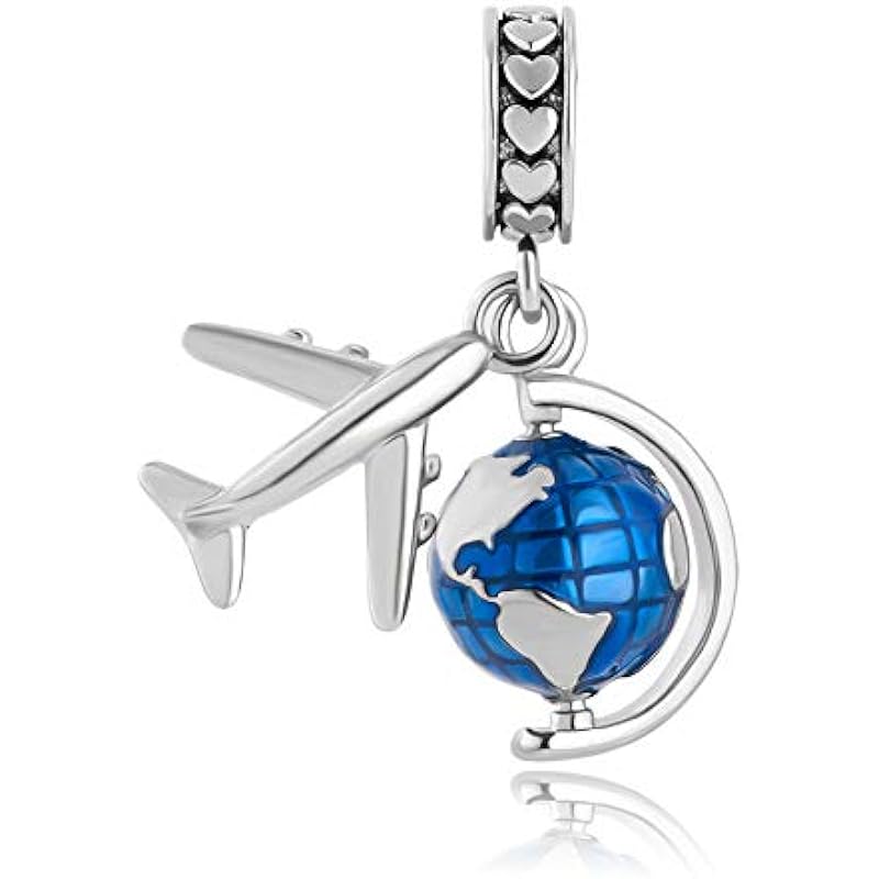 Charmed Craft Travel Around The World Charm Aircraft and Globe Beads for Charms Bracelets