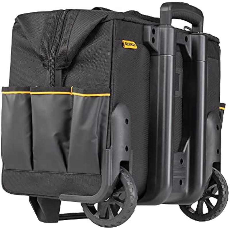 DEWALT 18 in. Rolling Tool Bag on Wheels, Water Resistant Compartment, 27 Pockets, Telescopic Handle (DWST560107)