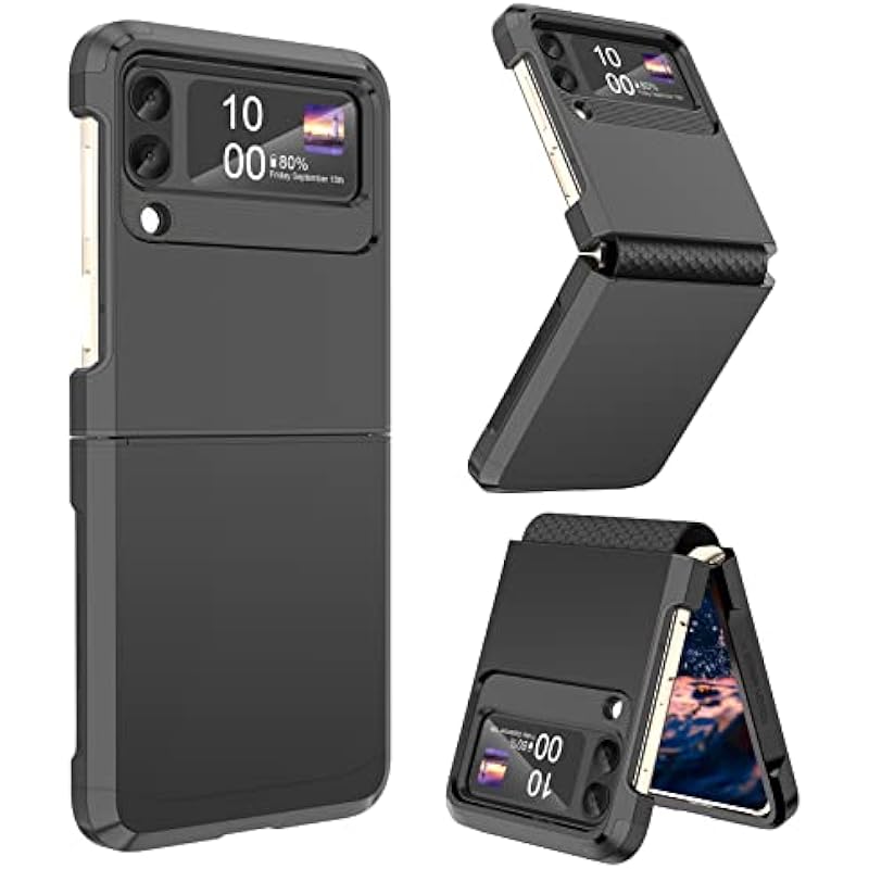 Designed for Galaxy Z Flip 3 Case with Hinge Protection,Samsung Flip 3 Heavy Duty Shockproof Full Body Protective Phone Case Cover for Z Flip 3 5G(2023)-Black