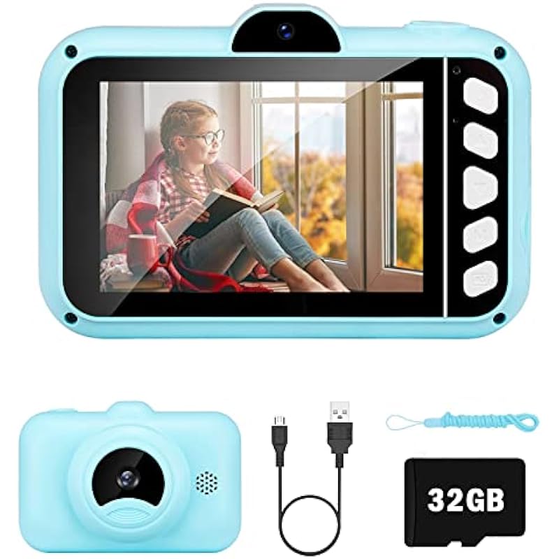 SUZIYO Kids Gifts for Boys Girls, Children Camera 1080P 3.5inch HD Digital Video Camcorder with Mp3 for Birthday Christmas, Best Perschool Toys for Toddlers (with 32G SD Card,Blue)