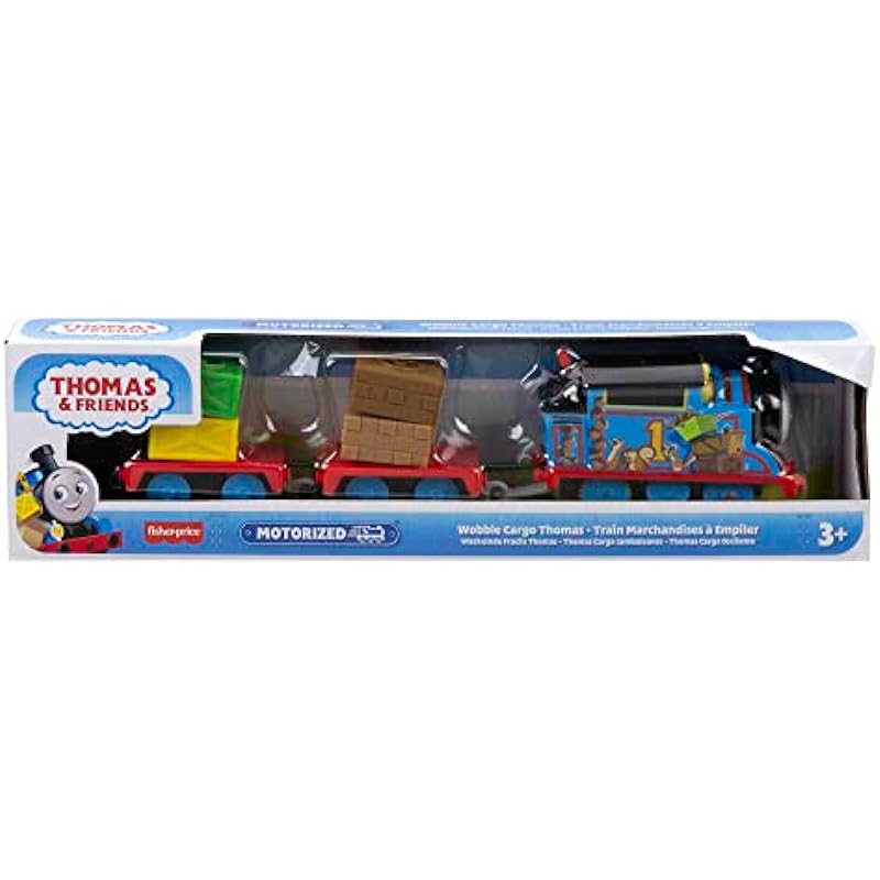 Thomas & The Shaky Cargo Engine Thomas Motor Locomotive Battery Operated 2 Freight Wagons with 4 Swinging Loads Included Kids Toy 3+ Years HNN06