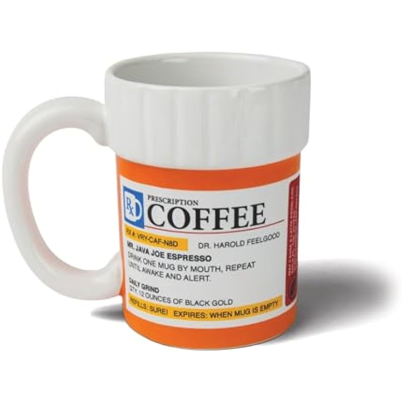 BigMouth Inc The Prescription Coffee Mug, Ceramic, Funny Gift for the Caffeine Lover