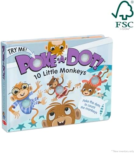 Melissa & Doug Children’s Book – Poke-a-Dot: 10 Little Monkeys (Board Book with Buttons to Pop) – Poke A Dot Books For Toddlers And Kids Ages 3+