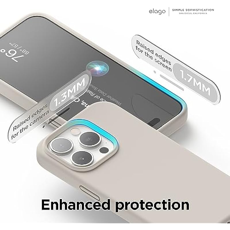 elago Compatible with iPhone 15 Pro Max Case, Liquid Silicone Case, Full Body Protective Cover, Shockproof, Slim Phone Case, Anti-Scratch Soft Microfiber Lining, 6.7 inch (Stone)