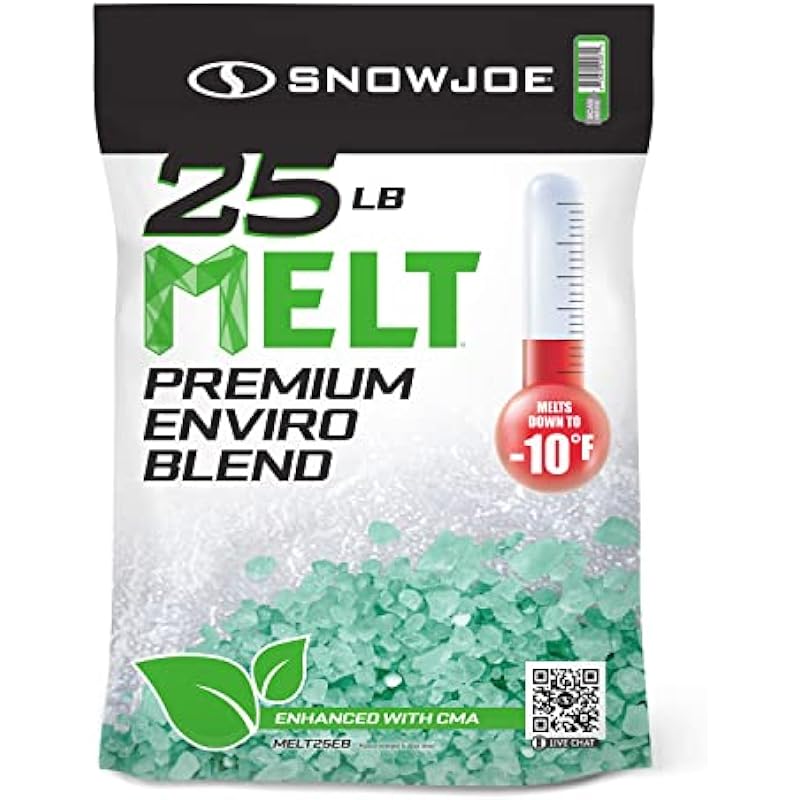 Snow Joe MELT25EB MELT 25 Lb. Resealable Bag Premium Enviro Blend Ice Melter w/CMA , Green