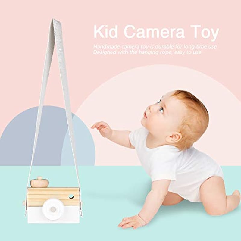 Wooden Camera Toy Mini Handmade Baby Kids Cute Wood Camera Toys Children Fashion Clothing Accessory for Kid Child Learning Intelligent Toys(White)