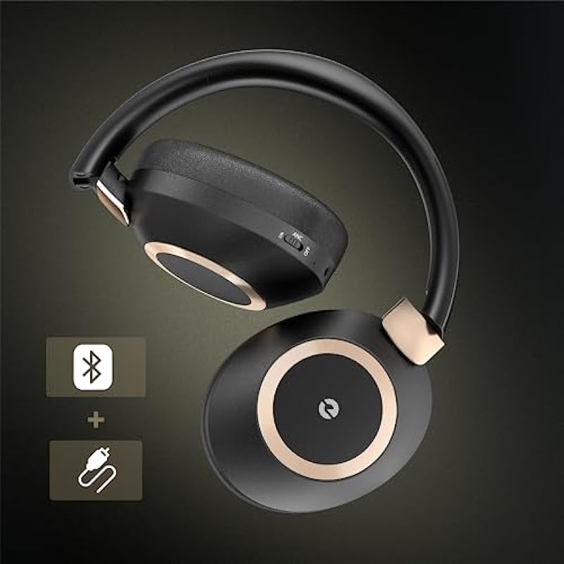 Active Noise Cancelling Headphones, 100H Playtime Headphones Bluetooth Wireless, Bluetooth Headphones Over Ear with Built-in Mic, Wireless Headphones for Travel, Home, Office, Call, Music, Meeting