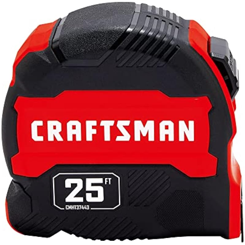 CRAFTSMAN Tape Measure 25 FT Imperial, Fractional Read, Compact with Easy Grip, (CMHT37443S)