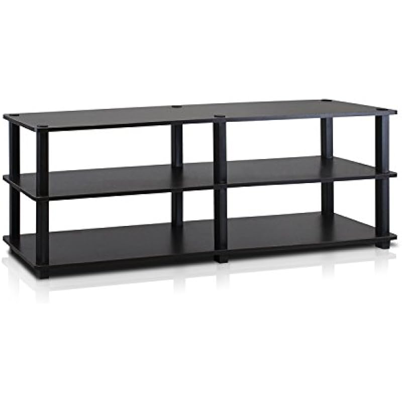 Furinno TV14038EX/BK Turn-S-Tube No Tools 3-Tier Entertainment TV Stands, Espresso and Black
