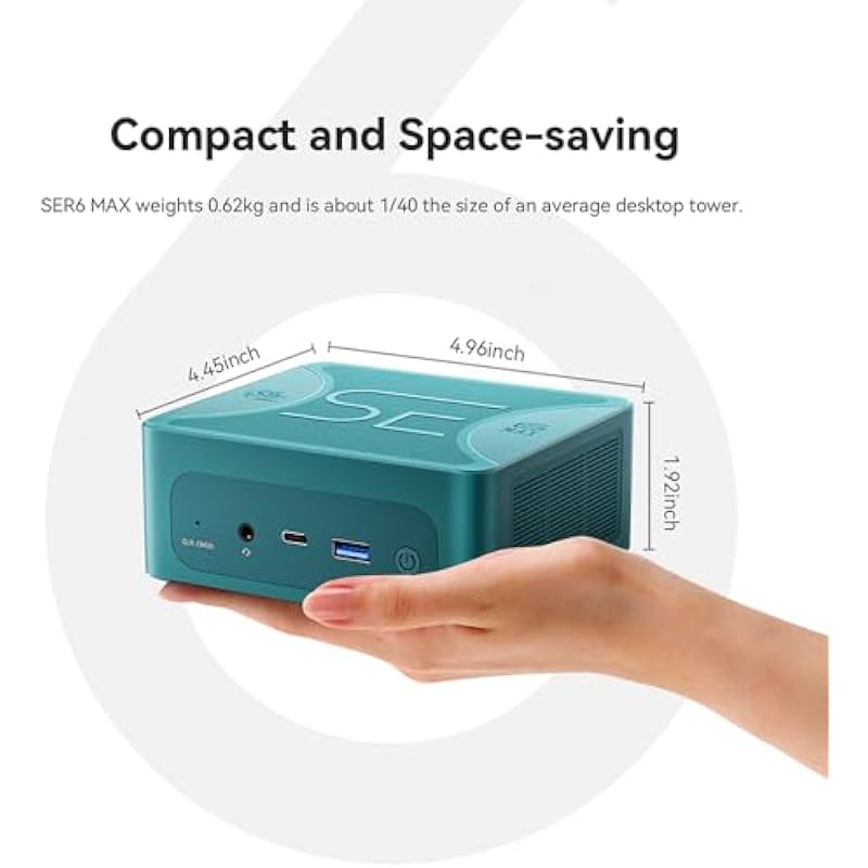 Beelink SER6 MAX Mini PC, AMD Ryzen 7 6900HX(up to 4.9GHz) 6C/12T, Mini Computer 32GB DDR4 RAM 1TB NVMe SSD, Mini Desktop Computer 4K 60Hz Quad Display HDMI&DP&Dual USB-C WiF6 BT5.2 WOL 54W HTPC