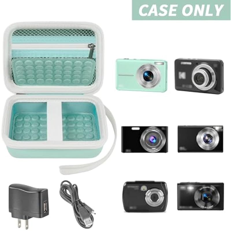 Boobowl Digital Camera Case Compatible with Yifecial/for EROOLU/for VAHOIALD/for Kaisoon/for Kodak Pixpro/for Canon PowerShot ELPH 180 190/ for Sony DSCW800 DSCW830 Kids Cameras (green)