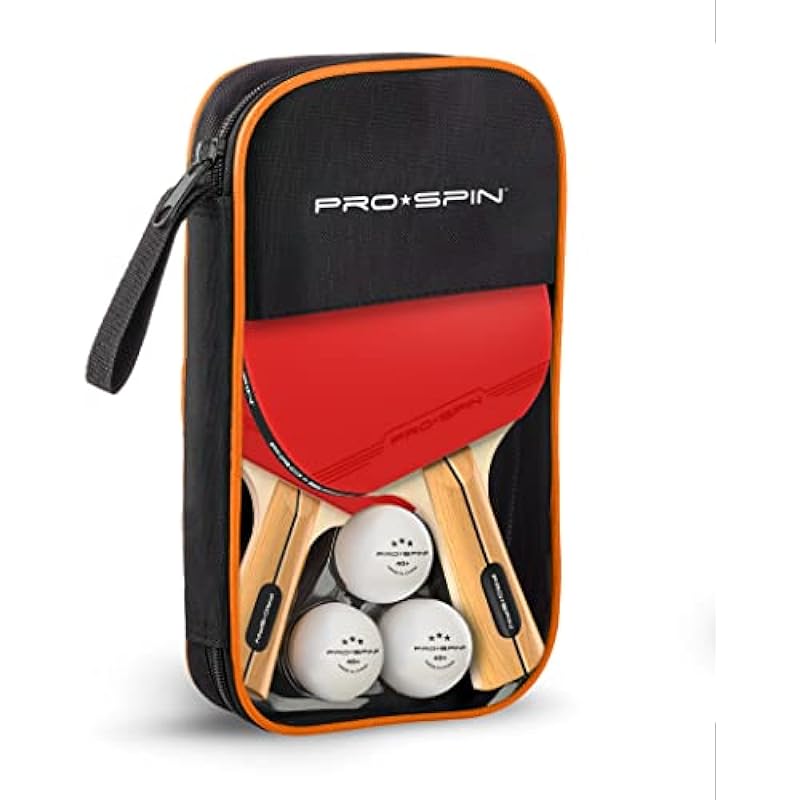 PRO-SPIN Ping Pong Paddles – High-Performance Set with 3-Star Ping Pong Balls, Compact Storage Case | Table Tennis Paddles for Indoor & Outdoor Games