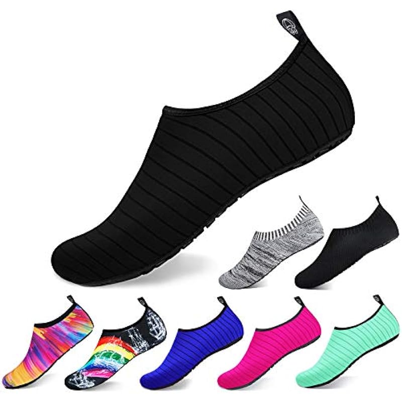 semai Water Shoes Quick-Dry Swimming Socks, Non-Slip Soft Beach Shoes Barefoot Water Sports Shoes Breathable Aqua Socks for Women Men Kids, Elastic Easy-fit Footwear for Beach Swimming Yoga Diving