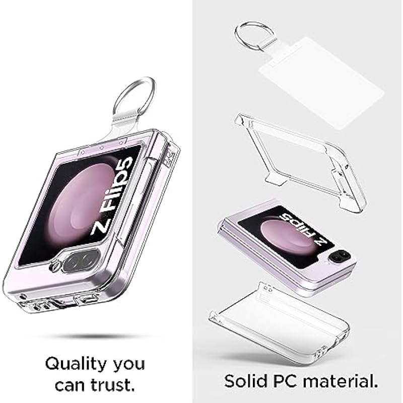 AICase for Samsung Galaxy Z Flip 5 Case Clear with Ring, [Anti-Yellow] Ultra-Thin Slim Fit Transparent Hard PC Phone Case for Samsung Flip 5 5G