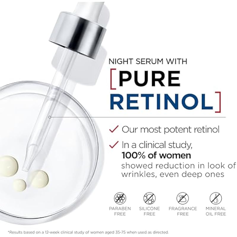L’Oréal Paris Night Retinol Serum for Face, Revitalift Triple Power LZR, With 0.3% Pure Retinol, Moisturizes Skin and Eliminates Look of Deep Wrinkles, Skincare, 30 ml