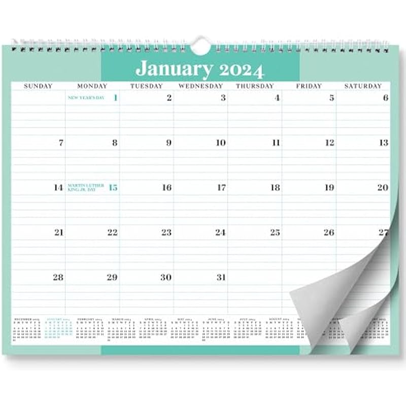 S&O Simply Mint 2024 Wall Calendar Runs from Now to December 2024 – Tear-Off Monthly Calendar for your office – Academic Wall Calendar – Hanging Calendar with 12 Month Mini-Calendars – 13.5″x10.5”in