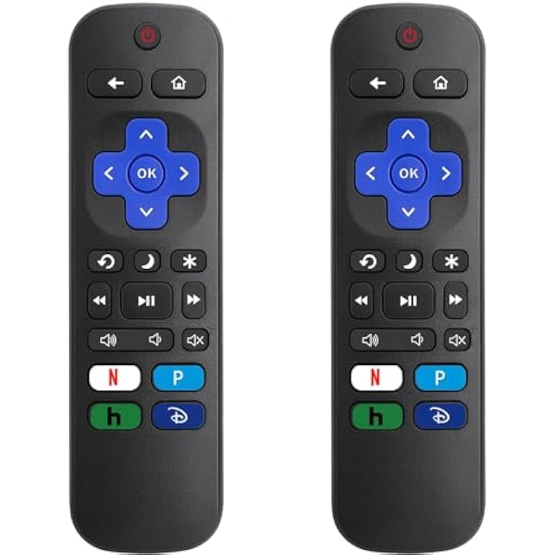 Newest 【Pack of 2】 Universal Remote Control for Roku TV, Replacement Remote for TCL Roku/Hisense Roku/Sharp Roku TV, TV Remote with Netflix Disney+/Hulu/Prime Video Buttons